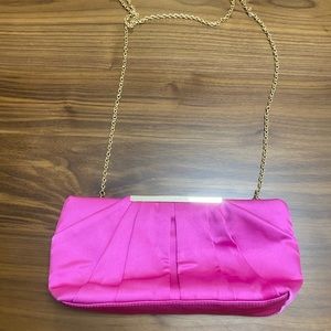 Charming Tailor Hot Pink Satin Evening Clutch Bag Chain Strap